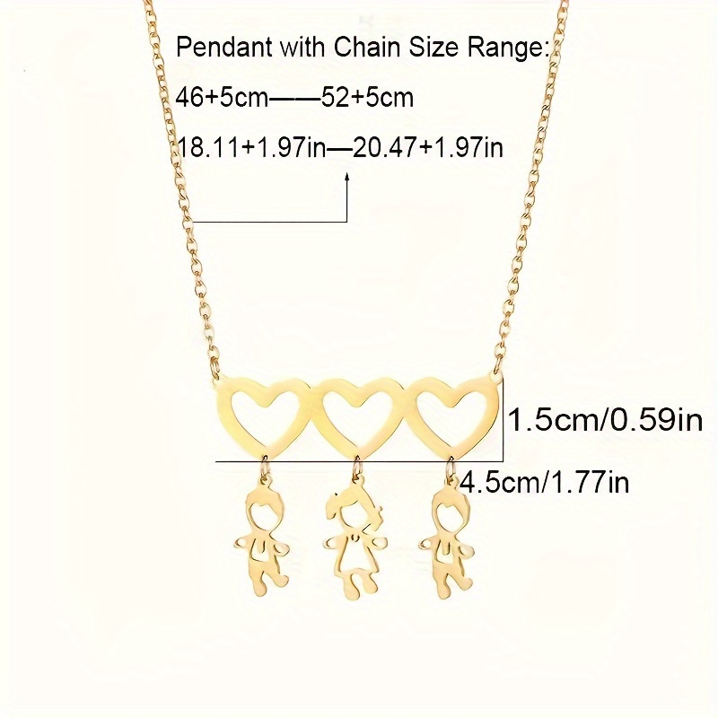 Custom Personalized 3-Name Hollow Heart Necklace — 18K Plated Gift